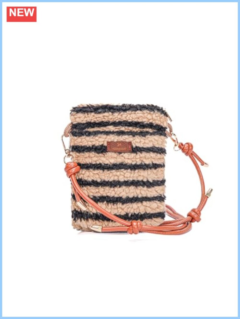 Mini Crossbody Bag Fuzzy Purse Dual Compartment Adjustable Strap Women